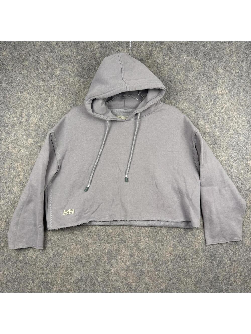 Simply Southern Women’s Raw Hem Cropped Hoodie Gray Size Medium 016